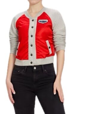 Y2K Abercrombie & Fitch Varsity Jacket in Red & Gray Size Medium